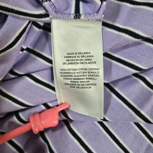 Polo Ralph Lauren Short Sleeve Striped Polo Shirt Lavender Black White XL Logo - Picture 8 of 11